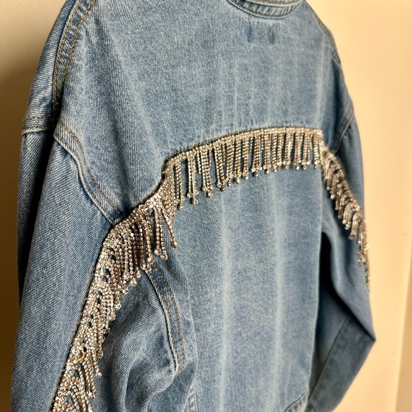 Superdown Raya Rhinestone Fringe Jean Denim Jacket - Picture 5 of 11